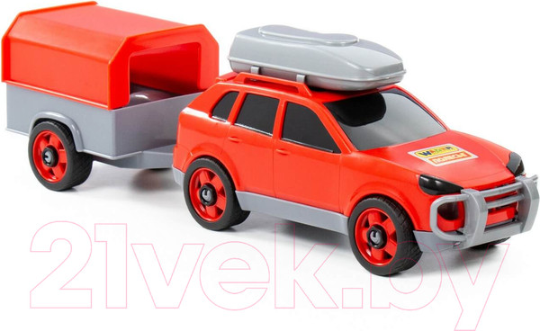 Изображение товара Автомобиль игрушечный Полесье Легковой с прицепом / 53688 (в сеточке)