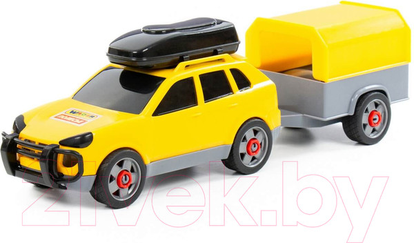 Изображение товара Автомобиль игрушечный Полесье Легковой с прицепом / 53688 (в сеточке)