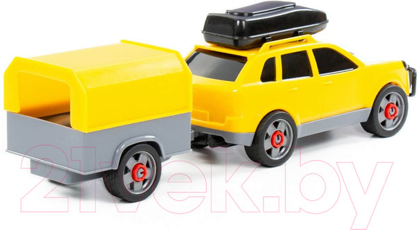 Изображение товара Автомобиль игрушечный Полесье Легковой с прицепом / 53688 (в сеточке)