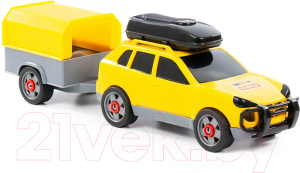 Изображение товара Автомобиль игрушечный Полесье Легковой с прицепом / 53688 (в сеточке)