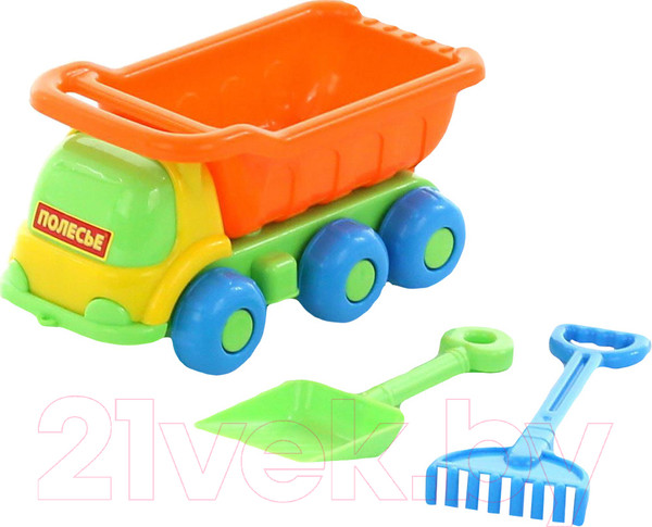 Изображение товара Самосвал игрушечный Полесье Яша №546 с лопаткой и грабельками / 57051
