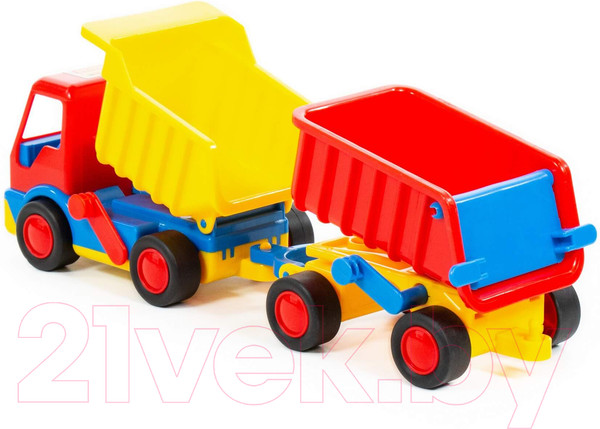 Изображение товара Самосвал игрушечный Полесье с прицепом Базик / 9647 (в сеточке)