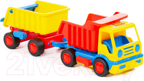 Изображение товара Самосвал игрушечный Полесье с прицепом Базик / 9647 (в сеточке)