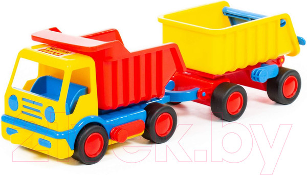 Изображение товара Самосвал игрушечный Полесье с прицепом Базик / 9647 (в сеточке)