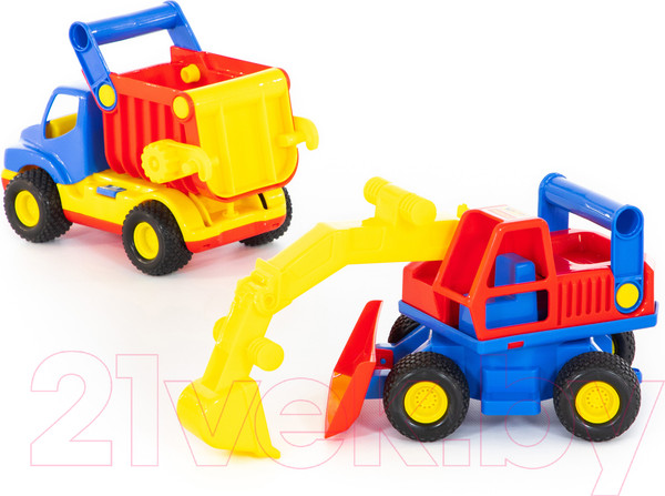 Изображение товара Набор игрушечной техники Полесье КонсТрак с экскаватором колесным / 40855 (в коробке)
