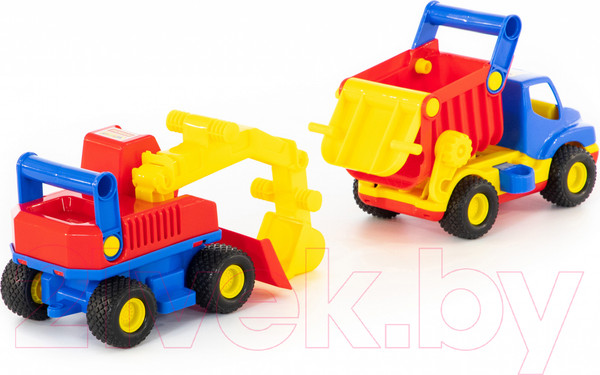Изображение товара Набор игрушечной техники Полесье КонсТрак с экскаватором колесным / 40855 (в коробке)