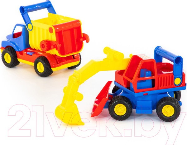 Изображение товара Набор игрушечной техники Полесье КонсТрак с экскаватором колесным / 40855 (в коробке)