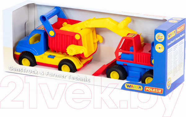 Изображение товара Набор игрушечной техники Полесье КонсТрак с экскаватором колесным / 40855 (в коробке)