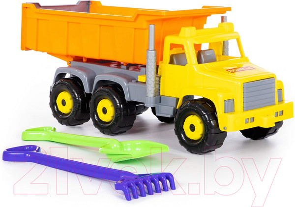 Изображение товара Самосвал игрушечный Полесье Супергигант с большими граблями и лопаткой / 5557
