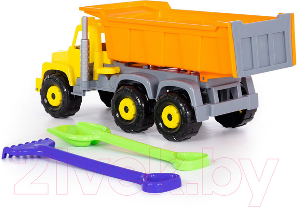 Изображение товара Самосвал игрушечный Полесье Супергигант с большими граблями и лопаткой / 5557