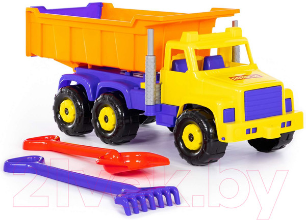 Изображение товара Самосвал игрушечный Полесье Супергигант с большими граблями и лопаткой / 5557