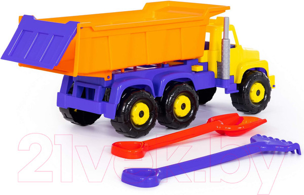 Изображение товара Самосвал игрушечный Полесье Супергигант с большими граблями и лопаткой / 5557