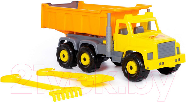 Изображение товара Самосвал игрушечный Полесье Супергигант с большими граблями и лопаткой / 5557