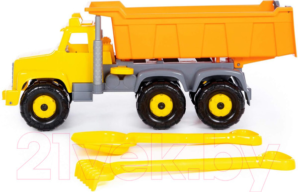 Изображение товара Самосвал игрушечный Полесье Супергигант с большими граблями и лопаткой / 5557