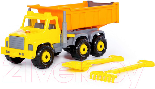 Изображение товара Самосвал игрушечный Полесье Супергигант с большими граблями и лопаткой / 5557