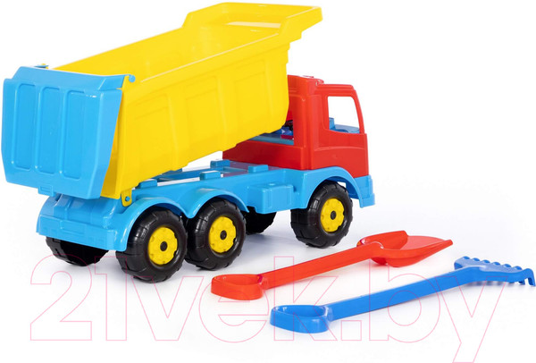 Изображение товара Самосвал игрушечный Полесье Премиум с большими граблями и лопаткой / 9851