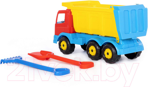 Изображение товара Самосвал игрушечный Полесье Премиум с большими граблями и лопаткой / 9851