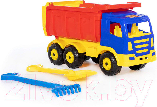 Изображение товара Самосвал игрушечный Полесье Премиум с большими граблями и лопаткой / 9851