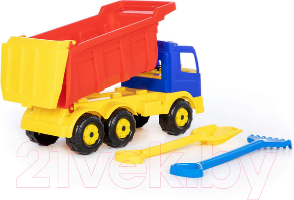 Изображение товара Самосвал игрушечный Полесье Премиум с большими граблями и лопаткой / 9851