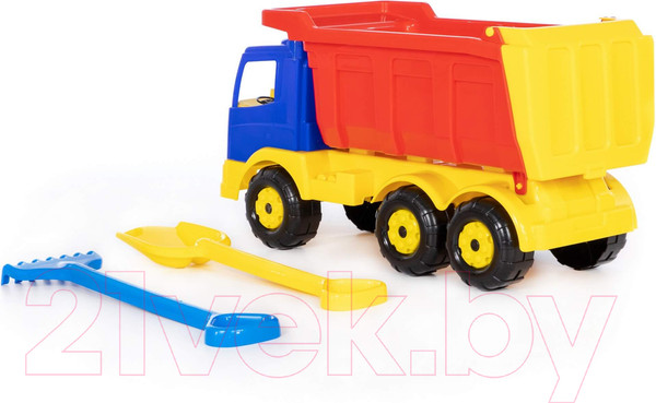 Изображение товара Самосвал игрушечный Полесье Премиум с большими граблями и лопаткой / 9851