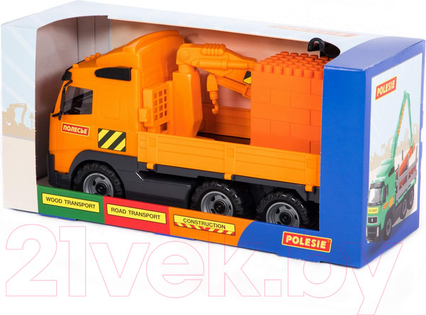 Изображение товара Кран игрушечный Полесье с манипулятором и конструктором / 9586 (в коробке)