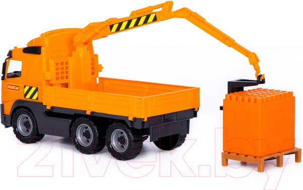 Изображение товара Кран игрушечный Полесье с манипулятором и конструктором / 8800 (в сеточке)