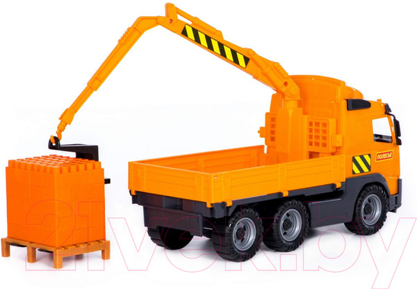 Изображение товара Кран игрушечный Полесье с манипулятором и конструктором / 8800 (в сеточке)