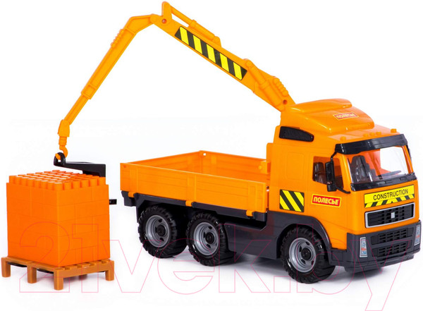 Изображение товара Кран игрушечный Полесье с манипулятором и конструктором / 8800 (в сеточке)