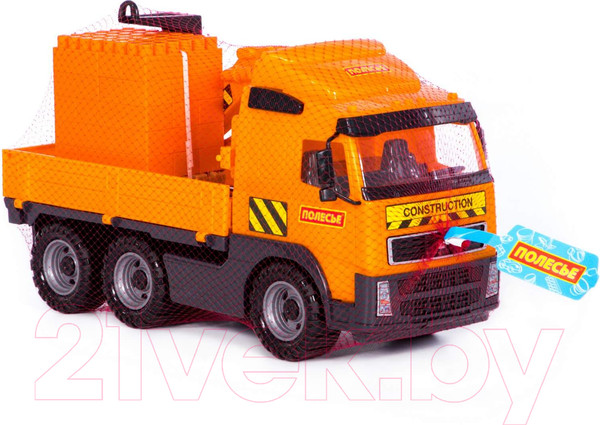 Изображение товара Кран игрушечный Полесье с манипулятором и конструктором / 8800 (в сеточке)