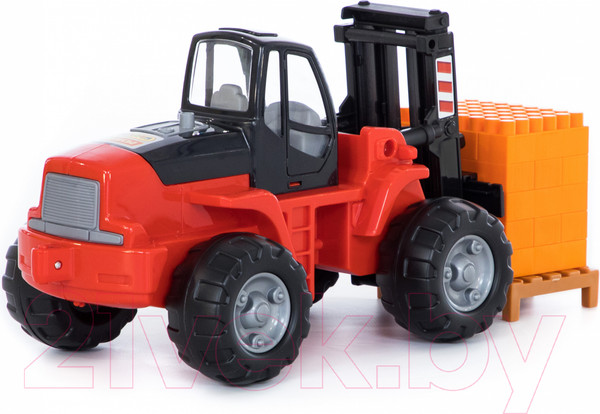 Изображение товара Набор игрушечной техники Полесье Автокар с конструктором на поддоне / 1640 (в коробке)
