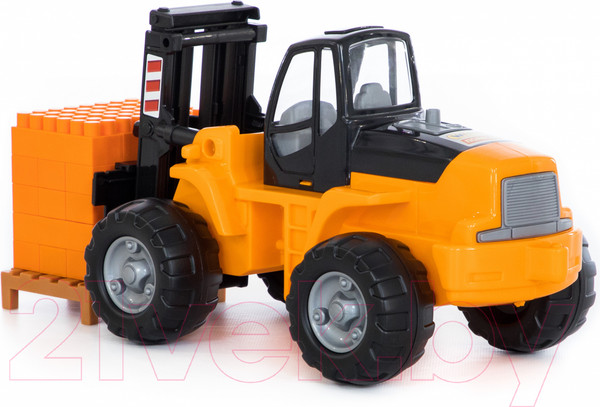 Изображение товара Набор игрушечной техники Полесье Автокар с конструктором на поддоне / 1640 (в коробке)