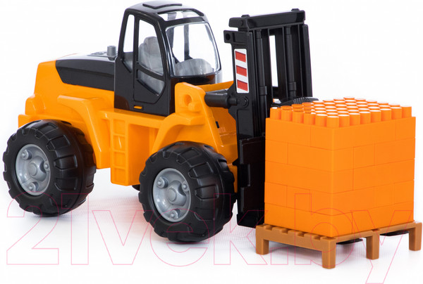 Изображение товара Набор игрушечной техники Полесье Автокар с конструктором на поддоне / 1640 (в коробке)