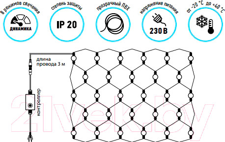 Изображение товара Светодиодная сеть Neon-Night 215-126 (1.5x1.5м, теплый белый)