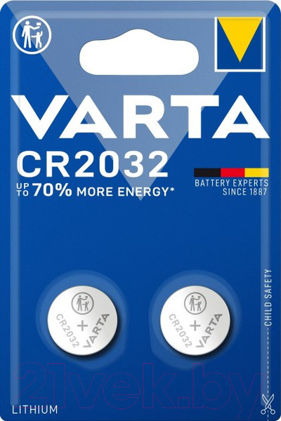 Изображение товара Комплект батареек Varta CR 2032 BLI 2