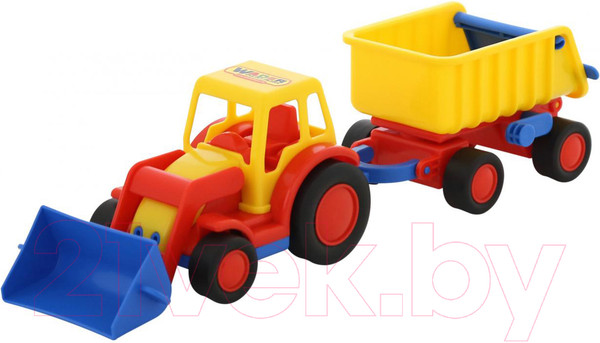 Изображение товара Погрузчик игрушечный Полесье с прицепом Базик / 9623 (в сеточке)