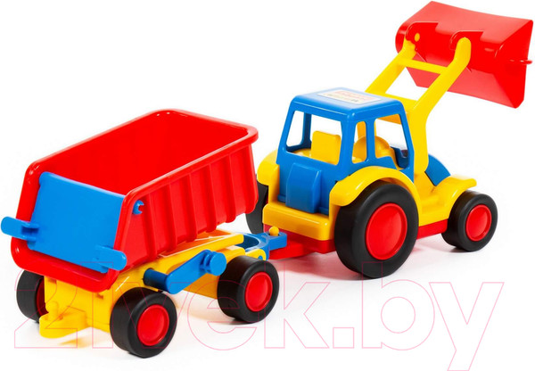 Изображение товара Погрузчик игрушечный Полесье с прицепом Базик / 9623 (в сеточке)