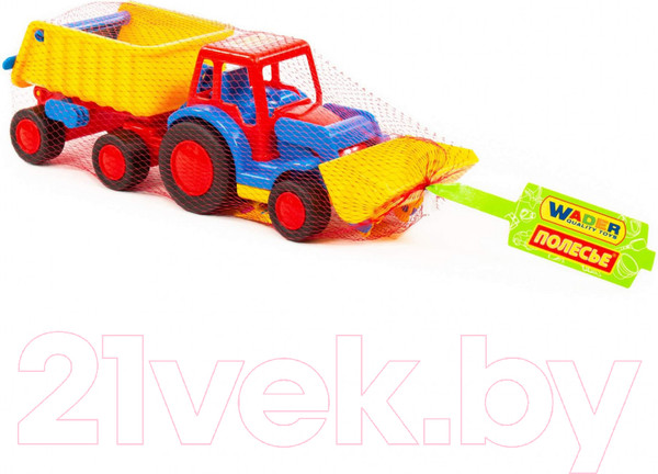 Изображение товара Погрузчик игрушечный Полесье с прицепом Базик / 9623 (в сеточке)