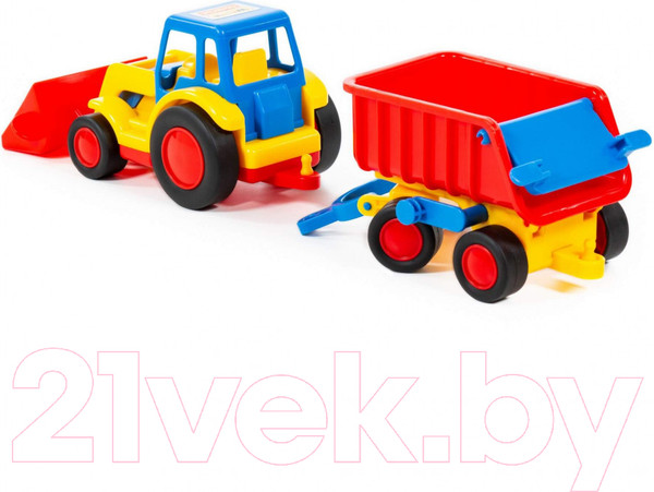 Изображение товара Погрузчик игрушечный Полесье с прицепом Базик / 9623 (в сеточке)