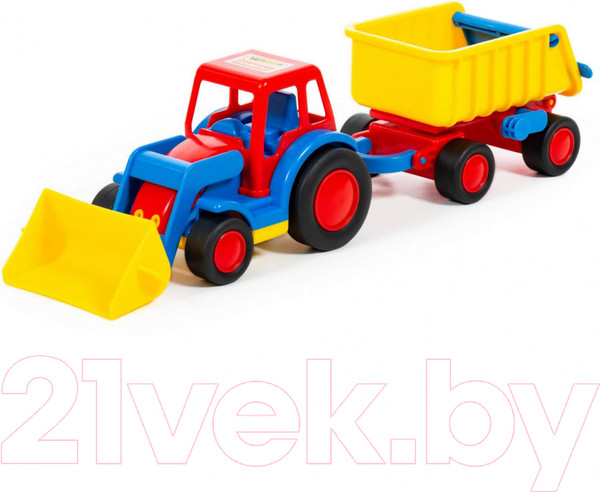 Изображение товара Погрузчик игрушечный Полесье с прицепом Базик / 9623 (в сеточке)