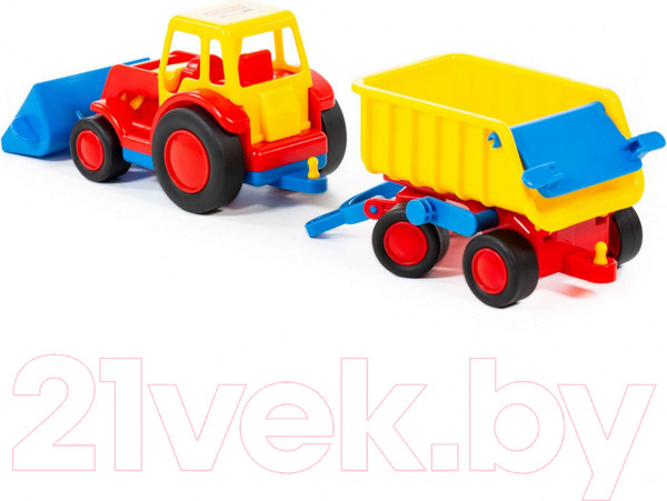 Изображение товара Погрузчик игрушечный Полесье с прицепом Базик / 9623 (в сеточке)