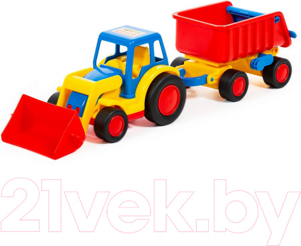 Изображение товара Погрузчик игрушечный Полесье с прицепом Базик / 9623 (в сеточке)
