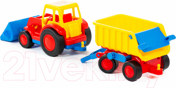 Изображение товара Погрузчик игрушечный Полесье с прицепом Базик / 37657 (в коробке)