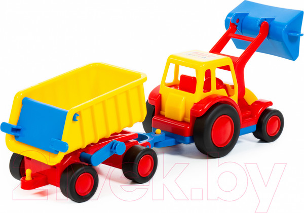 Изображение товара Погрузчик игрушечный Полесье с прицепом Базик / 37657 (в коробке)