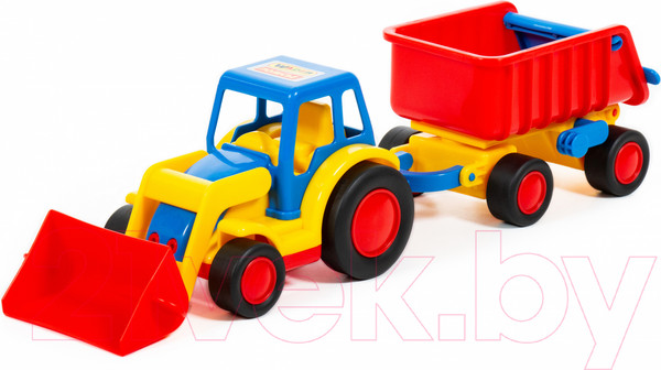 Изображение товара Погрузчик игрушечный Полесье с прицепом Базик / 37657 (в коробке)