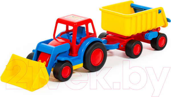 Изображение товара Погрузчик игрушечный Полесье с прицепом Базик / 37657 (в коробке)