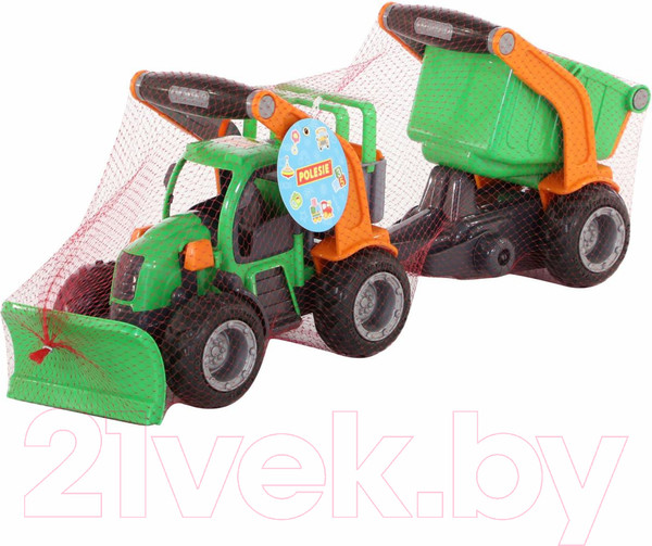 Изображение товара Трактор игрушечный Полесье с полуприцепом ГрипТрак / 48400 (в сеточке)
