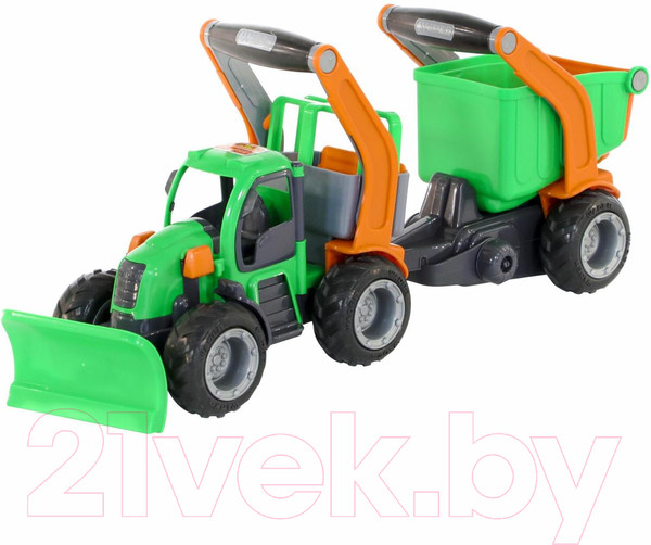 Изображение товара Трактор игрушечный Полесье с полуприцепом ГрипТрак / 48400 (в сеточке)