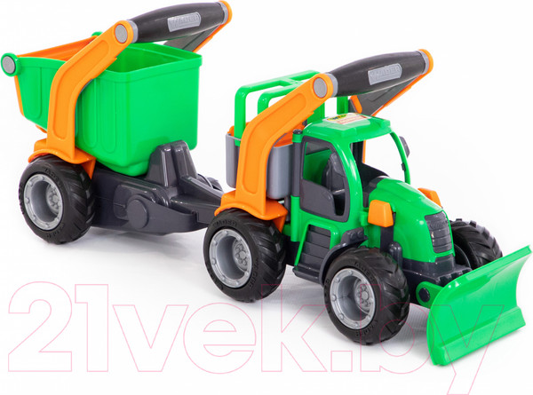 Изображение товара Трактор игрушечный Полесье с полуприцепом ГрипТрак / 37381 (в коробке)