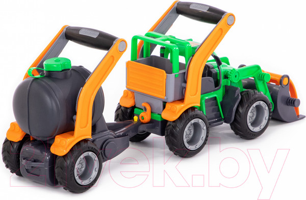 Изображение товара Погрузчик игрушечный Полесье с цистерной ГрипТрак / 37404 (в коробке)