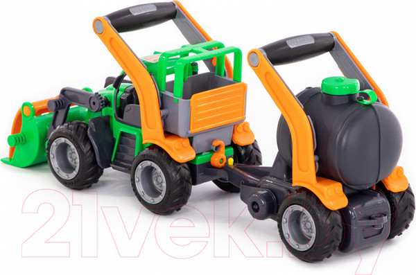 Изображение товара Погрузчик игрушечный Полесье с цистерной ГрипТрак / 37404 (в коробке)